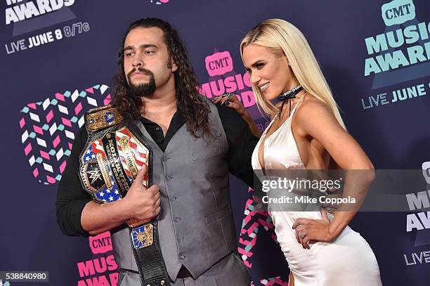 Superstar Rusev and WWE Superstar Lana attends the 2016 CMT Music awards at the Bridgestone Arena on June 8, 2016 in Nashville, Tennessee.