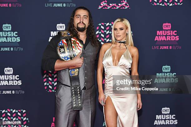 Superstar Rusev and WWE Superstar Lana attends the 2016 CMT Music awards at the Bridgestone Arena on June 8, 2016 in Nashville, Tennessee.