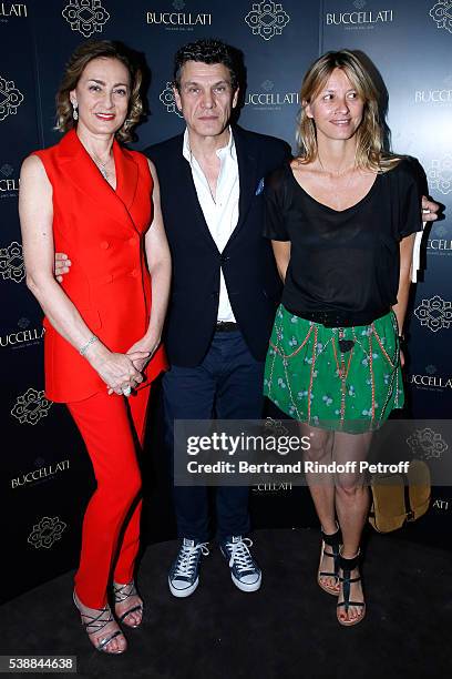 Maria Cristina Buccellati, singer Marc Lavoine and his wife Sarah attend the Opening of the Boutique Buccellati situated 1 Rue De La Paix in Paris,...