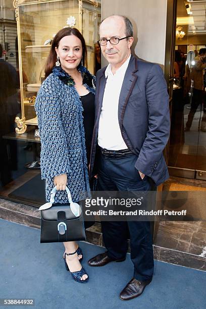 Sonia Rykiel, Jean-Marc Loubier with his wife Hedieh attend the Opening of the Boutique Buccellati situated 1 Rue De La Paix in Paris, on June 8,...