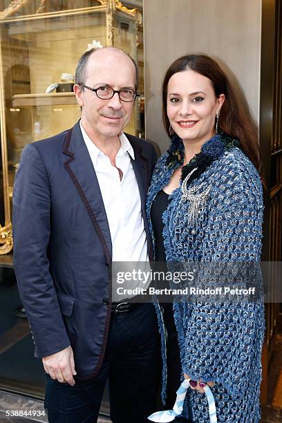 Sonia Rykiel, Jean-Marc Loubier with his wife Hedieh attend the Opening of the Boutique Buccellati situated 1 Rue De La Paix in Paris, on June 8,...