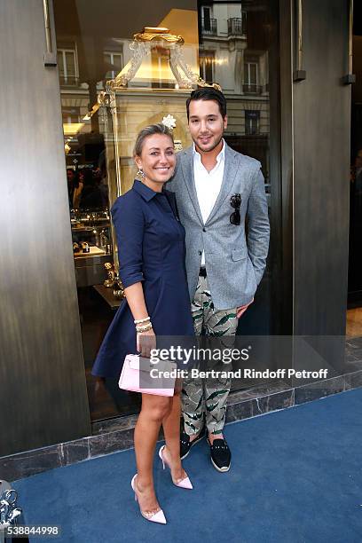 Claire Duroc Danner and Lucas Somoza attend the Opening of the Boutique Buccellati situated 1 Rue De La Paix in Paris, on June 8, 2016 in Paris,...