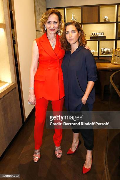 Maria Cristina Buccellati and Vahina Giocante attend the Opening of the Boutique Buccellati situated 1 Rue De La Paix in Paris, on June 8, 2016 in...