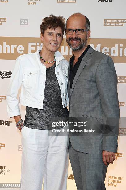 Christoph Maria Herbst and his wife Gisi Herbst attend the Film- und Medienstiftung NRW summer party on June 8, 2016 in Cologne, Germany.