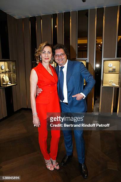 Maria Cristina Buccellati and Luca Buccellati attend the Opening of the Boutique Buccellati situated 1 Rue De La Paix in Paris, on June 8, 2016 in...