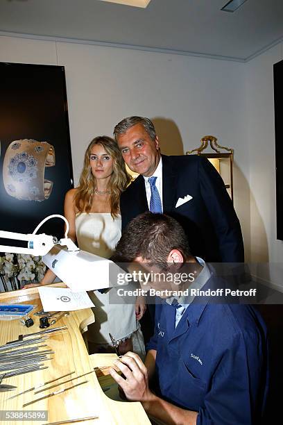 Andrea Buccellati and his daughter Lucrezia Buccellati attend the Opening of the Boutique Buccellati situated 1 Rue De La Paix in Paris, on June 8,...