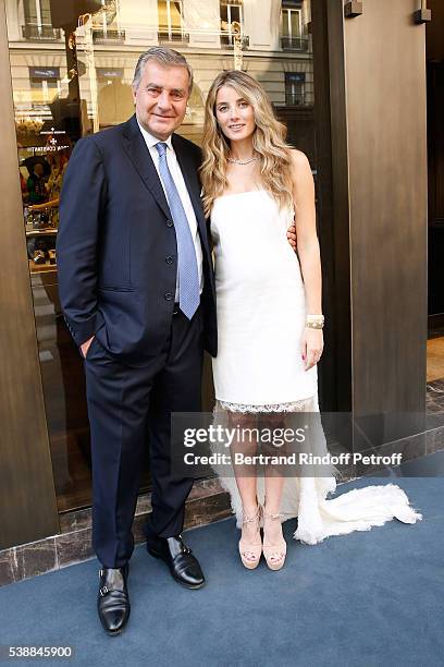 Andrea Buccellati and his daughter Lucrezia Buccellati attend the Opening of the Boutique Buccellati situated 1 Rue De La Paix in Paris, on June 8,...