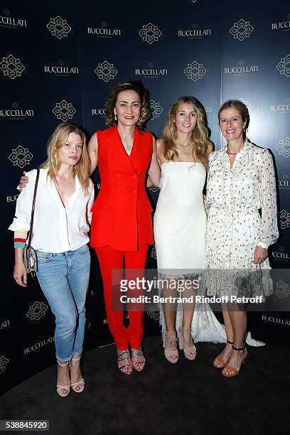 Model Melanie Thierry, Maria Cristina Buccellati, Lucrezia Buccellati and actress Karine Viard attend the Opening of the Boutique Buccellati situated...