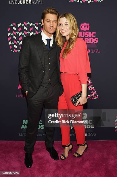Actor Chad Michael Murray and actress Sarah Roemer attends the 2016 CMT Music awards at the Bridgestone Arena on June 8, 2016 in Nashville, Tennessee.