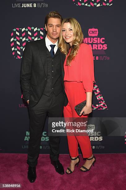 Actor Chad Michael Murray and actress Sarah Roemer attends the 2016 CMT Music awards at the Bridgestone Arena on June 8, 2016 in Nashville, Tennessee.