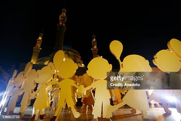 Adornments prepared for the Ramadan month are in display in Beirut, Lebanon on June 8, 2016.