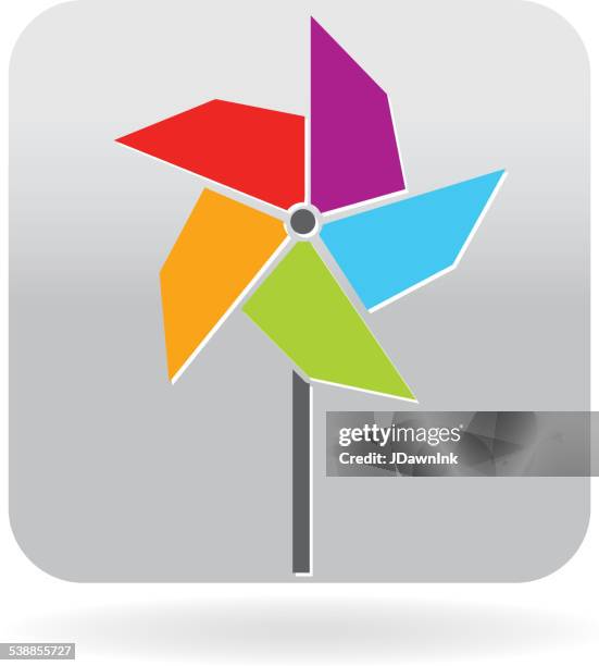 colorful pinwheel icon - paper windmill stock illustrations