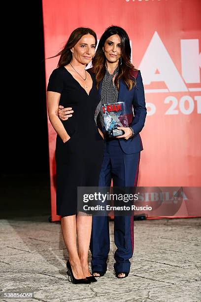 Maria Sole Tognazzi and Sabrina Ferilli attend the Ciak D'Oro 2016 awards at Cinecitta on June 8, 2016 in Rome, Italy.