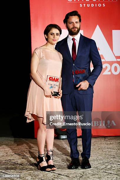 Actress Greta Scarano and Alessandro Borghi attend the Ciak D'Oro 2016 awards at Cinecitta on June 8, 2016 in Rome, Italy.