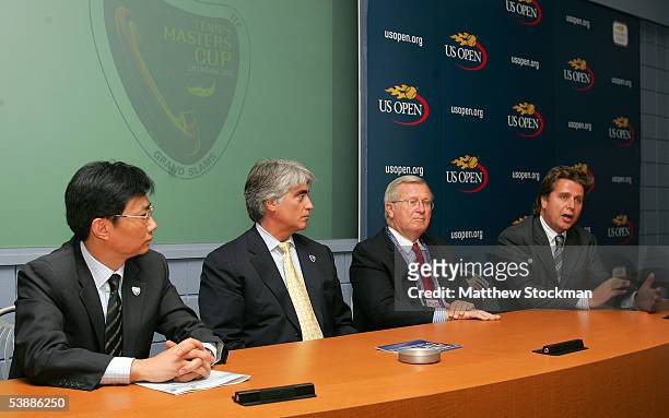 Jiang, secretary general of the Tennis Masters Cup Organizing Committee, Mark Miles, ATP CEO, Franklin R. Johnson, USTA Chairman of the Board and...