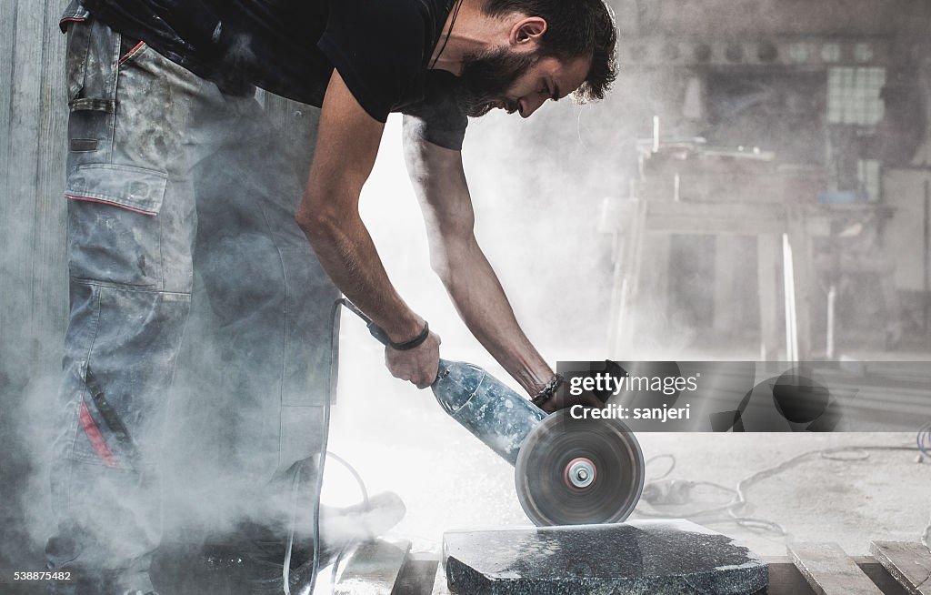 Stonecutter at his workshop