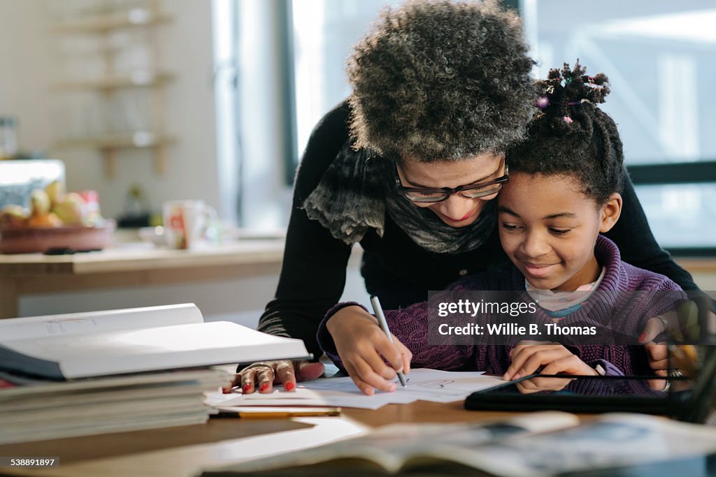Mother helping Daughter
