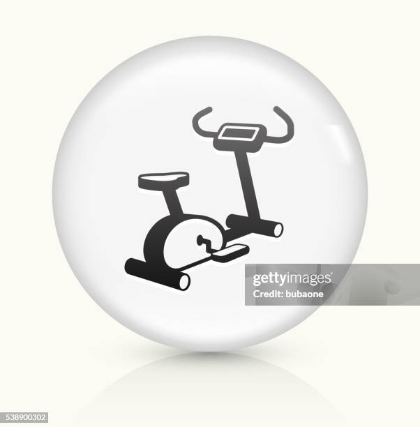 ilustrações de stock, clip art, desenhos animados e ícones de máquina de exercício físico ícone num botão de vetor arredondado branco - bicicleta ergométrica