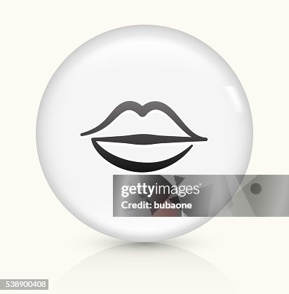 Lips icon on white round vector button Lips icon on white round vector button