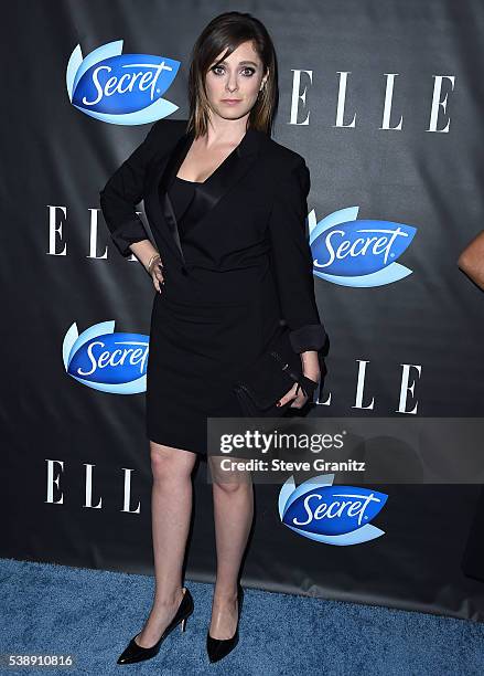 Rachel Bloom arrive at the ELLE Hosts Women In Comedy Event With July Cover Stars Leslie Jones, Melissa McCarthy, Kate McKinnon And Kristen Wiig at...