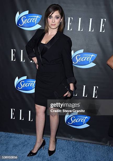 Rachel Bloom arrive at the ELLE Hosts Women In Comedy Event With July Cover Stars Leslie Jones, Melissa McCarthy, Kate McKinnon And Kristen Wiig at...