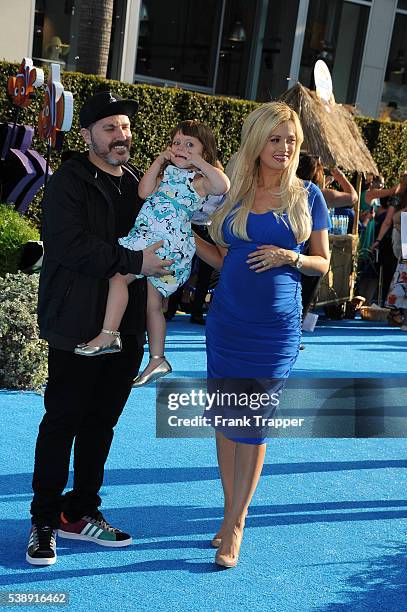 Actress Holly Madison, Pasquale Rotella and daughter Rainbow Aurora Rotella attend the premiere of Disney's "Finding Dory" held at the El Capitan...