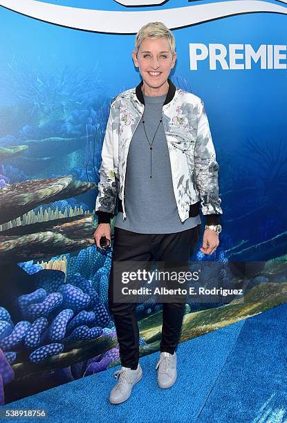 Actress Ellen DeGeneres attends The World Premiere of Disney-Pixars FINDING DORY on Wednesday, June 8, 2016 in Hollywood, California.