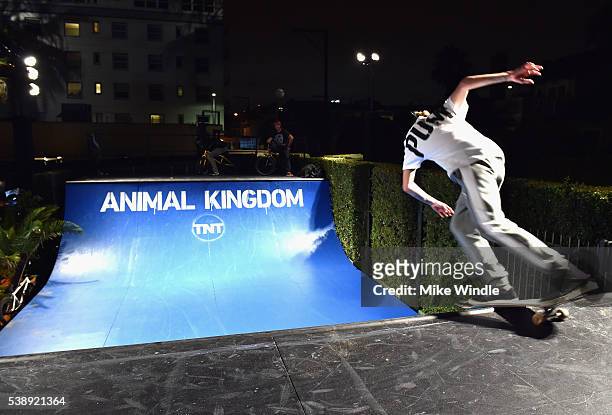 Skateboarder in the half pipe during the TNT "Animal Kingdom" S1 Premiere on June 8, 2016 in Venice, California. 26227_001