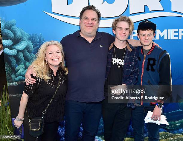 Casting director Marla Garlin, actor/comedian Jeff Garlin, Duke Garlin and Duke Keaton attend The World Premiere of Disney-Pixars FINDING DORY on...