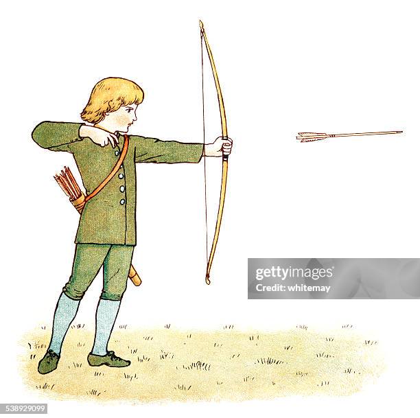 victorian boy with bow and arrows - suit jacket stock illustrations