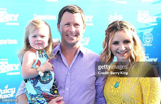 Actress Beverley Mitchell and Michael Cameron and Kenzie Cameron attend the world premiere of Disney-Pixar's 'Finding Dory' at the El Capitan Theatre...