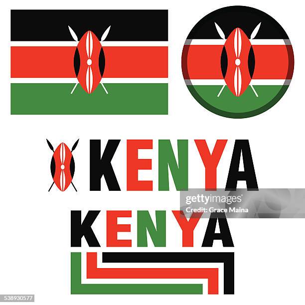 image of the kenya flag in green black and red - kenyan flag stock illustrations