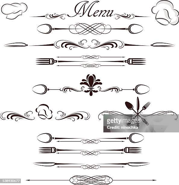menu divider - kitchen utensil vector stock illustrations