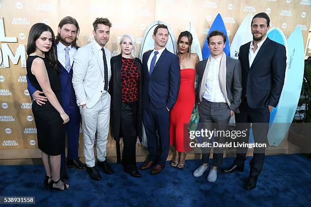 The cast of "Animal Kingdom" attend the premiere of TNT's "Animal Kingdom" at The Rose Room on June 8, 2016 in Venice, California.