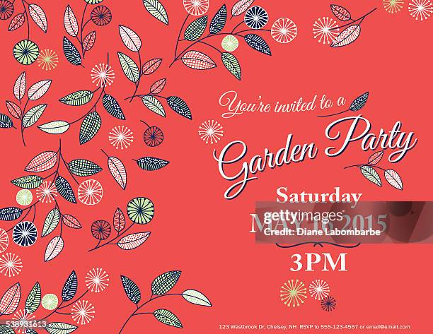 wildflowers spring garden party invitation template - weeding stock illustrations