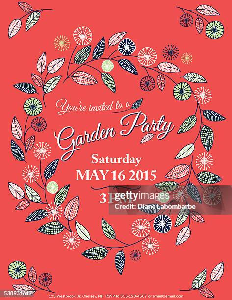 wildflowers spring garden party invitation template - dandelion tea stock illustrations