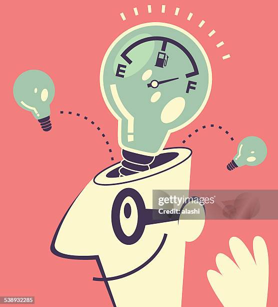 man head with full of bulb and new power ideas - inventor vector stock illustrations