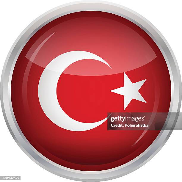 bildbanksillustrationer, clip art samt tecknat material och ikoner med glossy button - flag of turkey - turkiets flagga