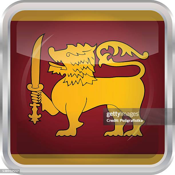 glossy button - flag of sri lanka - rectangle button stock illustrations