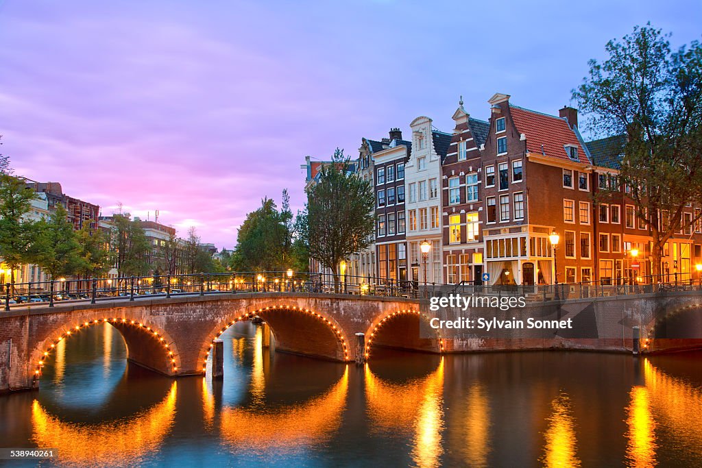 Amsterdam, Keizersgracht Canal at dusk
