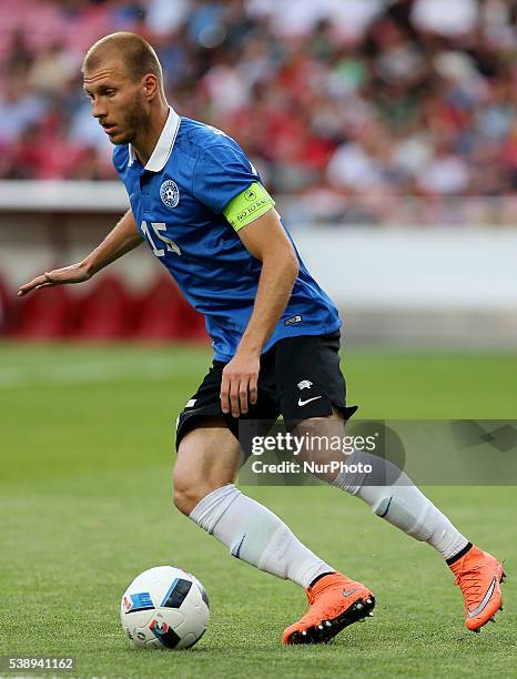 Estonia's defender Ragnar Klavan in action during international friendly match between Portugal and Estonia in preparation for the Euro 2016 at...