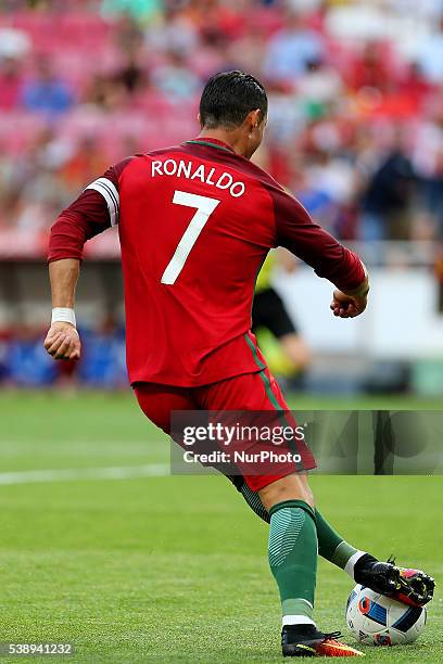 Portugals forward Cristiano Ronaldo in action during international friendly match between Portugal and Estonia in preparation for the Euro 2016 at...