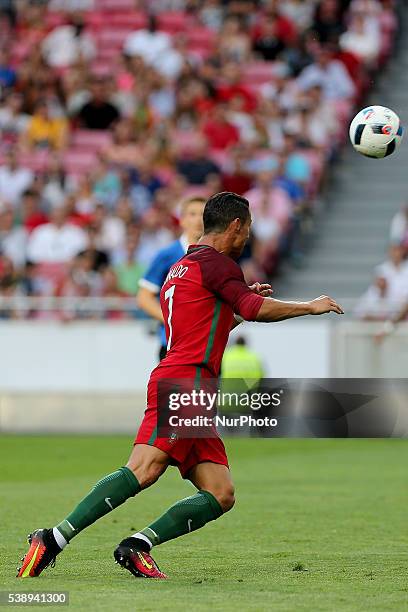 Portugals forward Cristiano Ronaldo in action during international friendly match between Portugal and Estonia in preparation for the Euro 2016 at...