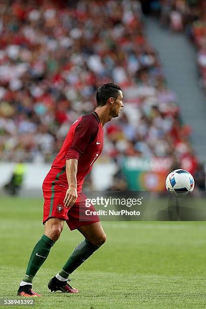 Portugals forward Cristiano Ronaldo in action during international friendly match between Portugal and Estonia in preparation for the Euro 2016 at...