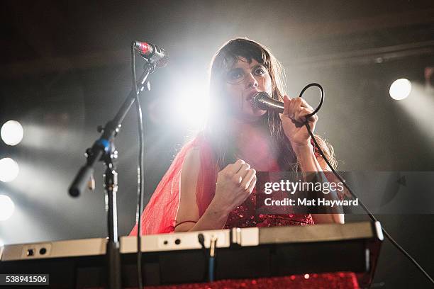 Singer Teri Gender Bender of Le Butcherettes performs on stage at Showbox SoDo on June 8, 2016 in Seattle, Washington.