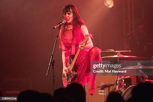 Singer Teri Gender Bender of Le Butcherettes performs on stage at Showbox SoDo on June 8, 2016 in Seattle, Washington.