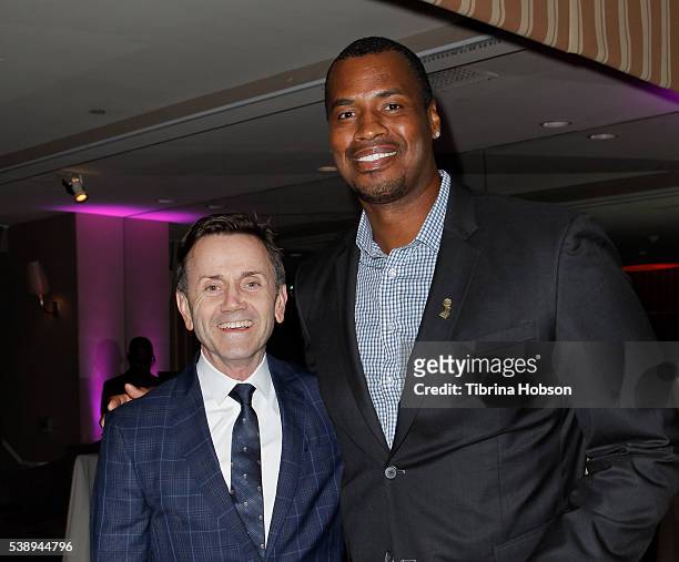 Chip Sullivan and Jason Collins attend GLSEN Pride Celebration in Los Angeles at Sunset Tower Hotel on June 8, 2016 in West Hollywood, California.