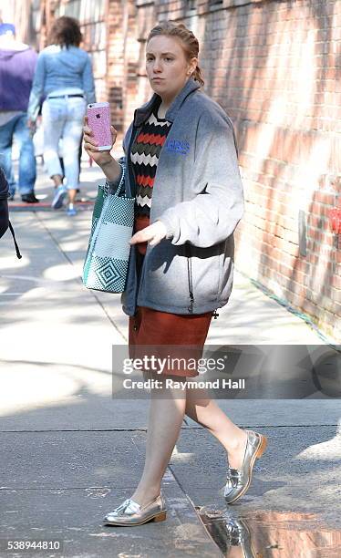 Actress Lena Dunham is seen walking in Soho on June 8, 2016 in New York City.