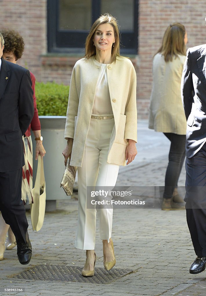 Queen Letizia of Spain Visits Students Residence