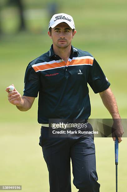 Gary Stal of England reacts after getting a berdie on hole eight during the first round of the Lyoness Open at Diamond Country Club on June 9, 2016...